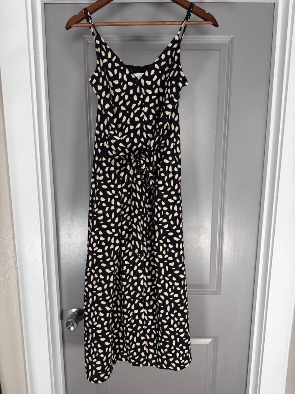 Everly Black Maxi Dress with Cream Spot Print